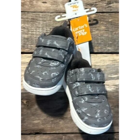 NEW NWT Infant Boys Sz 5 (12-18 Months) Gray Dinosaur Athletic Shoes CARTERS - Picture 2 of 5